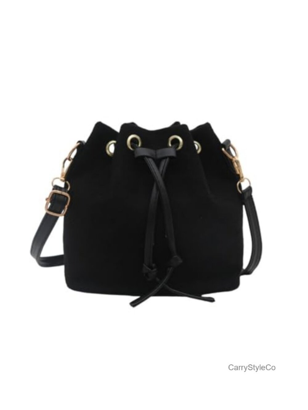 Suede Bucket Bag Drawstring Crossbody Shoulder Purse Everyday Vintage